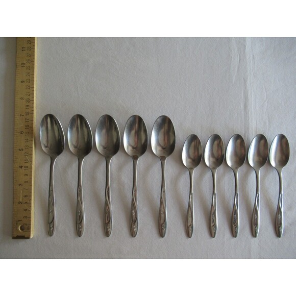 International Silver Stainless USA Americana Star 5 Teaspoons 5 Table Spoons - Picture 2 of 10